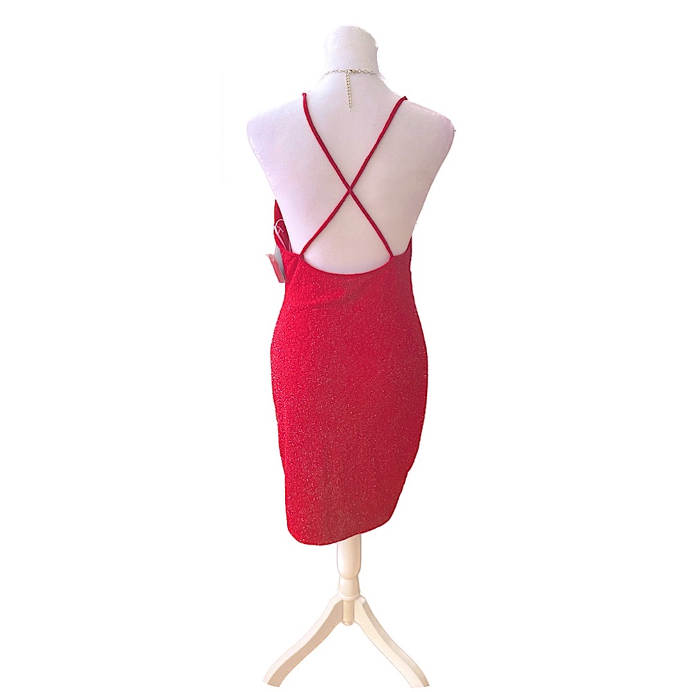 Windsor Red Sparkle Motion Glitter Mini Bodycon Dress, Women’s Size Large. - Picture 8 of 9